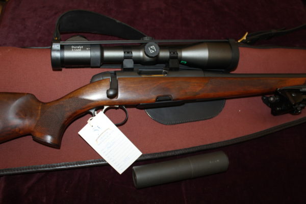 .223 bolt action rifle by Steyr Mannlicher with ASE Ultra Sound Mod and Zeiss Duralyt 3-12x50 scope